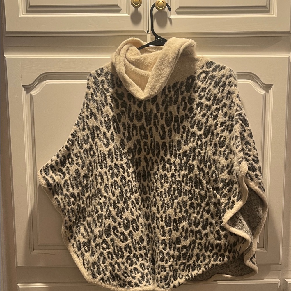 Chico's Animal Print Cowl Neck Poncho